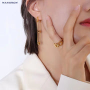 Designer Custom French Bohemian Fashion Jewelry 18K Gold Plated Stainless Steel Paper Clip Ball Studs Earrings