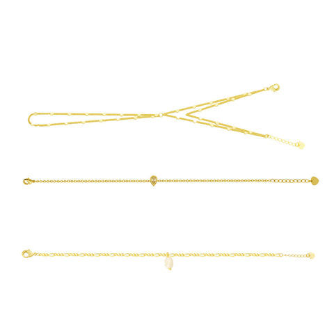Dainty Energy Bundle: 3 Piece Bracelet and Hand Chain Bundle