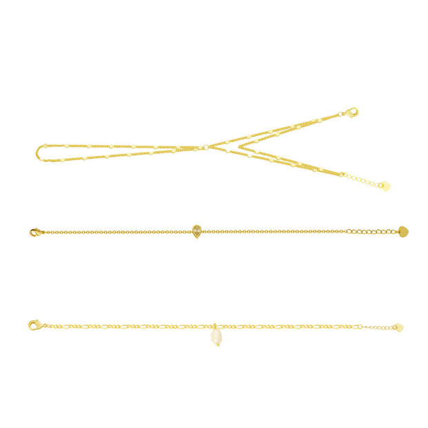 Dainty Energy Bundle: 3 Piece Bracelet and Hand Chain Bundle