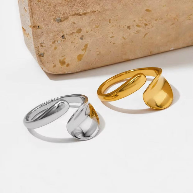 New 2024 Unique Stylish Glossy Surface Ring Casual Geometry Irregular Stainless Steel Rings for Girls
