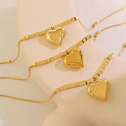 Dainty 18K Real 18K Gold Plated Stainless Steel Accessories Snake Bone Chain Heart Pendant Necklace for Women