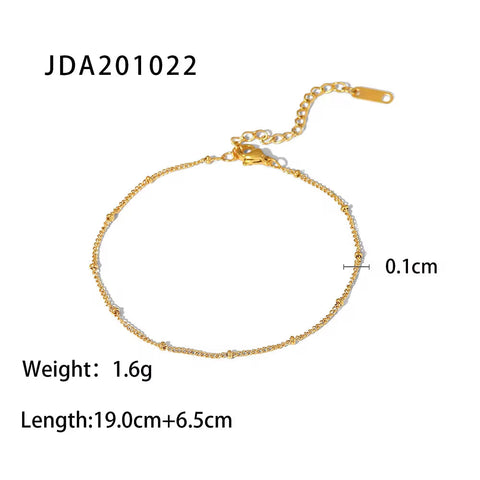 Dainty 18K Gold Plated Stainless Steel Simple Jewelry Gift Waterproof Chain Cross Double Layer Daity Anklet for Women