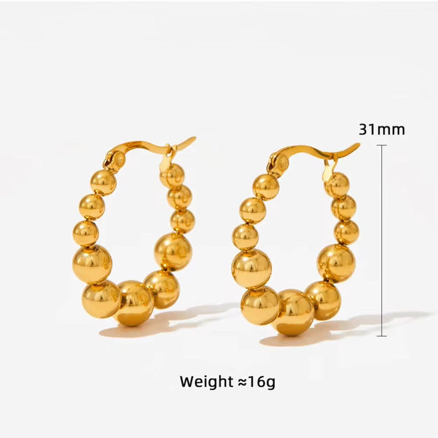 Hot-Selling Jewelry New round Steel Ball Earrings Earrings European and American Fashion Creative Women'S Earrings