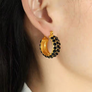 JEWELRY EH188 Fashion Inlaid Rhinestone C-Shaped Earrings Earrings Stainless Steel Earrings Wholesale