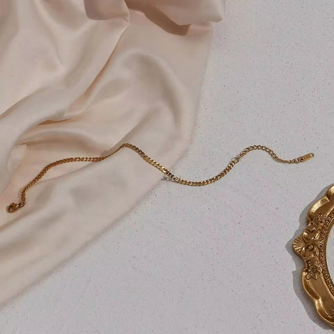 Non Tarnish Gold Plated 316L Stainless Steel Anklets for Women Cuban Link Anklet Bracelets 18K Gold Jewelry