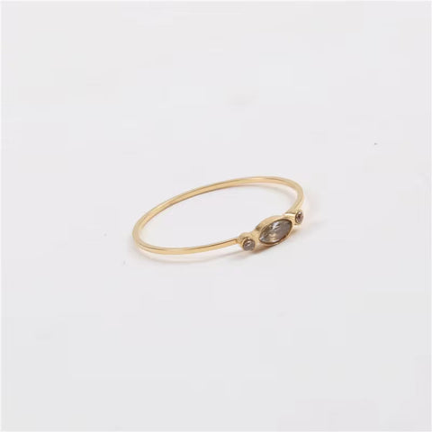 Ins Hot High End 18K Gold Plated Dainty Glass Rings for Women Trendy Jewelry
