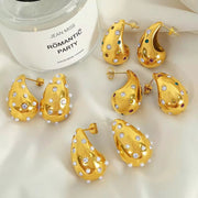 JEWELRY Customize Large Drop Earrings Niche High Design Inlaid Rhinestone Glue Bead Earrings Exaggerated Earrings