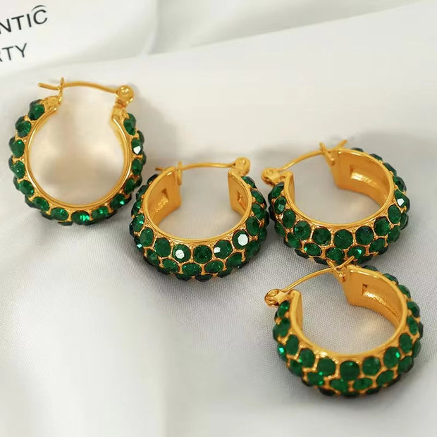 JEWELRY EH188 Fashion Inlaid Rhinestone C-Shaped Earrings Earrings Stainless Steel Earrings Wholesale