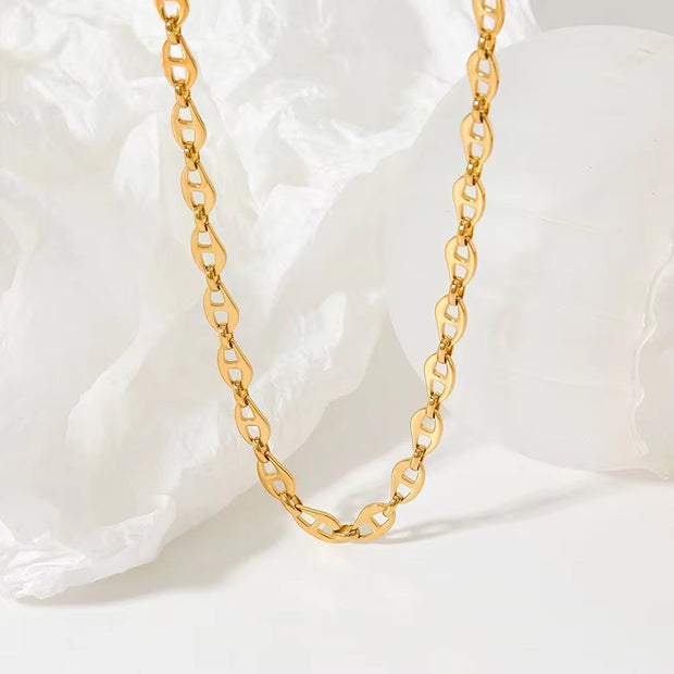 Ins Gold Plated Stainless Steel Pig Nose Designer Chokers Necklace for Women