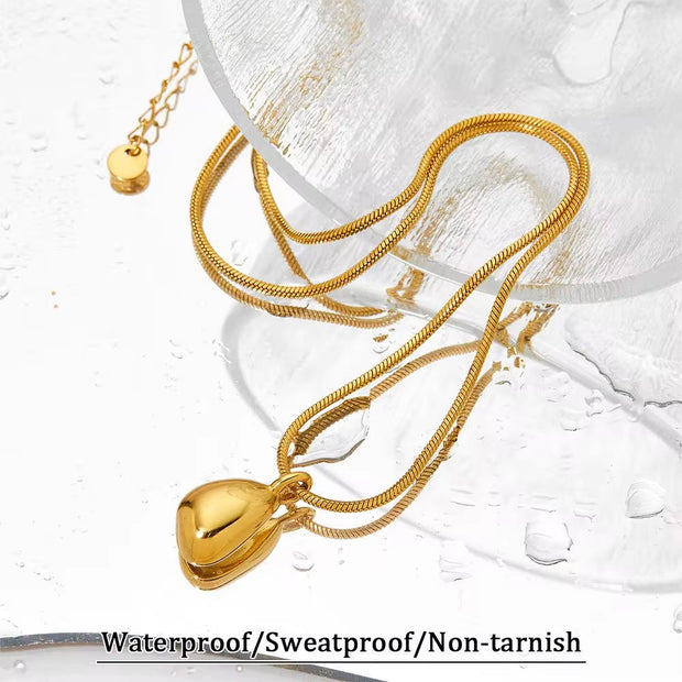 New Gold Plated Tarnish Free Stainless Steel Stylish Vintage Design Snake Chain Pendant Necklace for Women Gift Bijoux