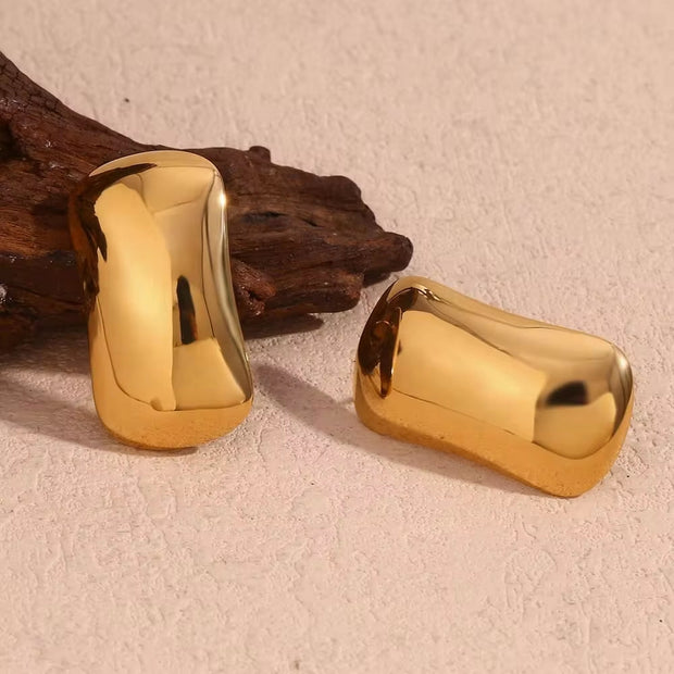 Minimalist Jewelry Rectangle Stud Earrings 18K Gold Plated Stainless Steel Statement Earrings