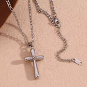 Minimalist Jewelry Cross Pendant Necklace Gold Plated Figaro Chain Stainless Steel Jewelry