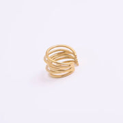 Hot Sale Women Fashion Minimalist Design High Quality Jewelry 18K Gold Plated Stainless Steel Stacking Multi Layers Ring