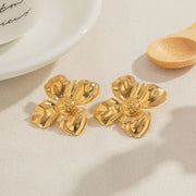 INS Style 18K PVD Plated Chic Stainless Steel Big Flower Earring Party Summer Rings Necklace Jewelry Sets