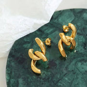 Luxury Sparkle 18K Gold PVD Plated Shiny Party Micro Pave Stainless Steel Chain Earring Non Tarnish & Waterproof Women