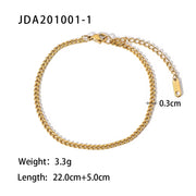 Dainty 18K Gold Plated Stainless Steel Simple Jewelry Gift Waterproof Chain Cross Double Layer Daity Anklet for Women