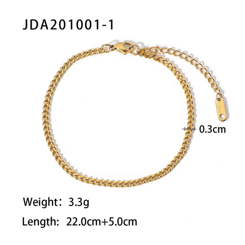 Dainty 18K Gold Plated Stainless Steel Simple Jewelry Gift Waterproof Chain Cross Double Layer Daity Anklet for Women