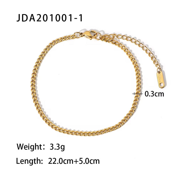 Dainty 18K Gold Plated Stainless Steel Simple Jewelry Gift Waterproof Chain Cross Double Layer Daity Anklet for Women