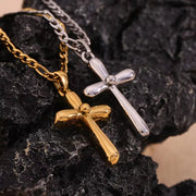 Minimalist Jewelry Cross Pendant Necklace Gold Plated Figaro Chain Stainless Steel Jewelry