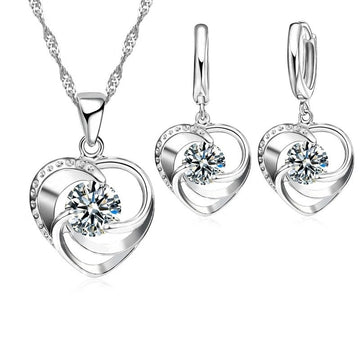 Diamond Heart Necklace & Earring